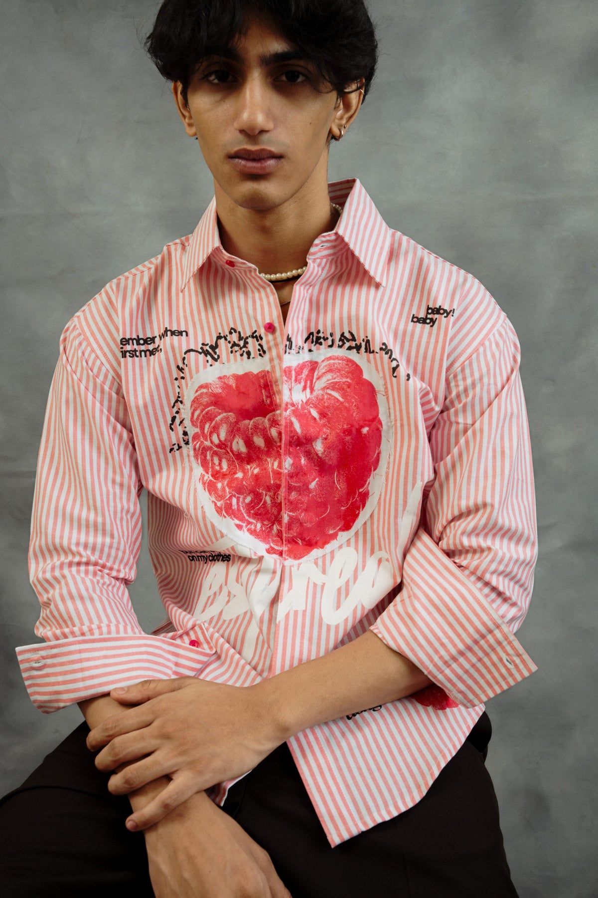 First Bite Striped Shirt | Pastel Raspberry