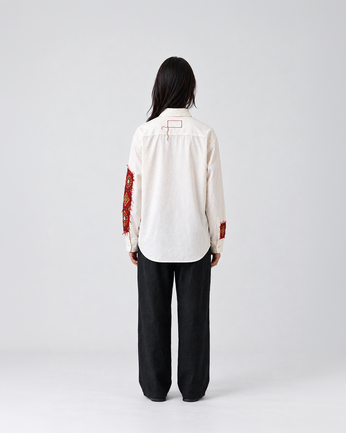 Maayka | Laal Patchwork Full Sleeve Shirt