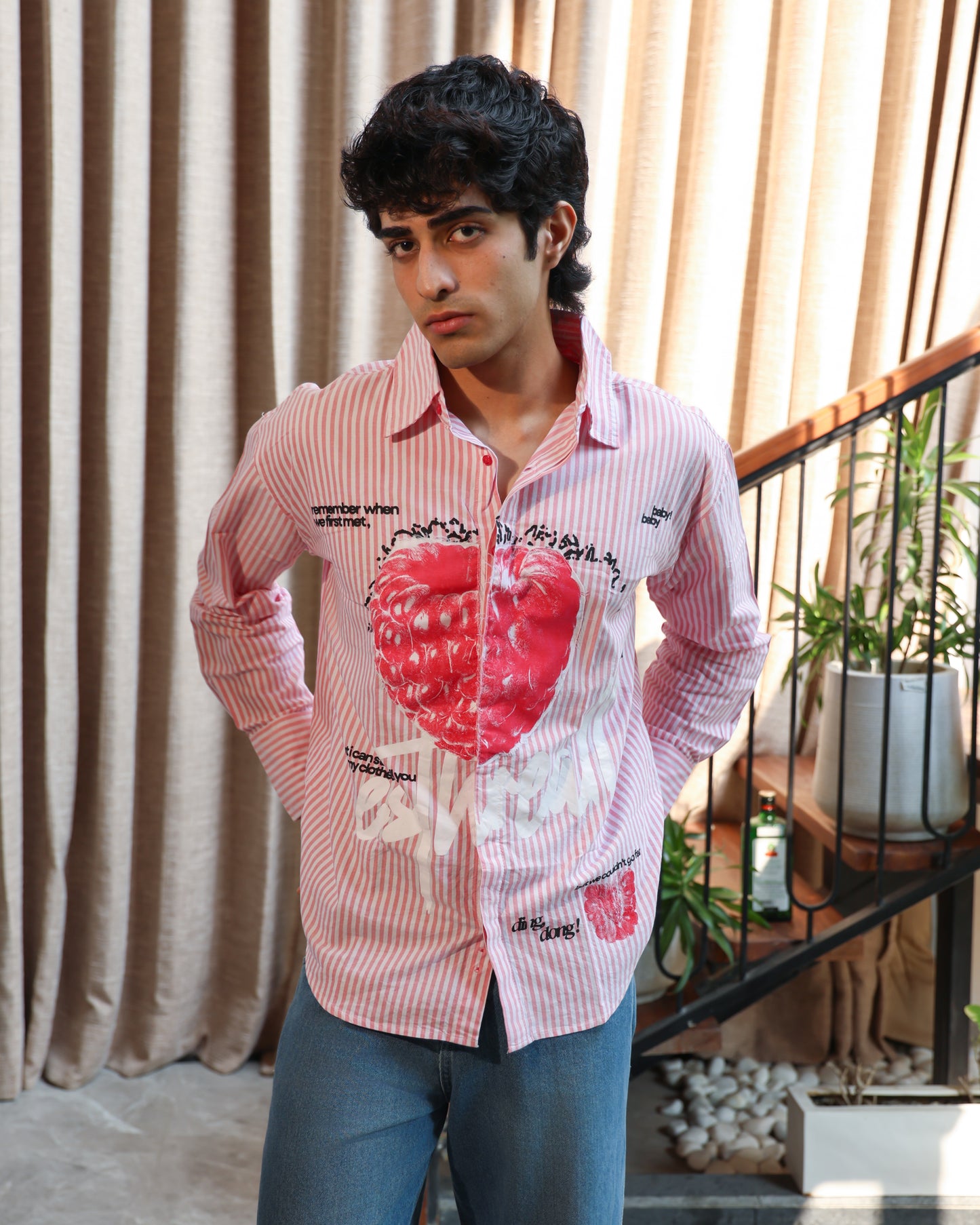 First Bite Striped Shirt | Pastel Raspberry