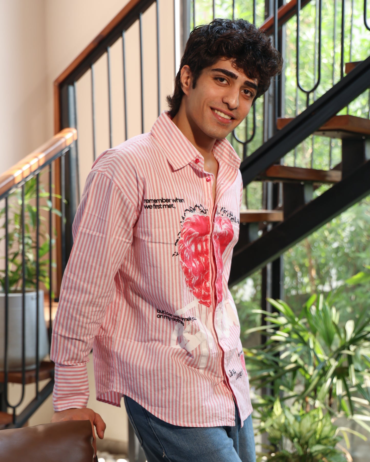 First Bite Striped Shirt | Pastel Raspberry