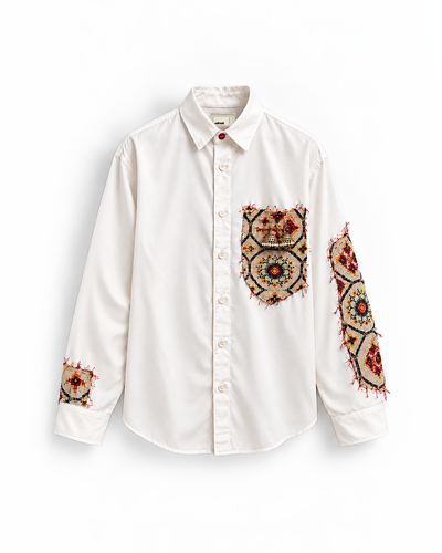 Maayka | Ivory Patchwork Full Sleeve Shirt