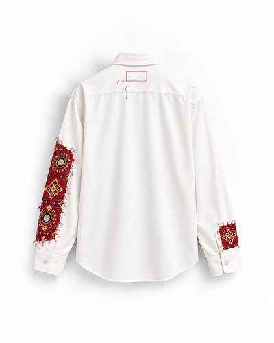 Maayka | Laal Patchwork Full Sleeve Shirt