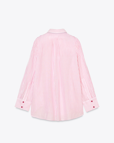 First Bite Striped Shirt | Pastel Raspberry