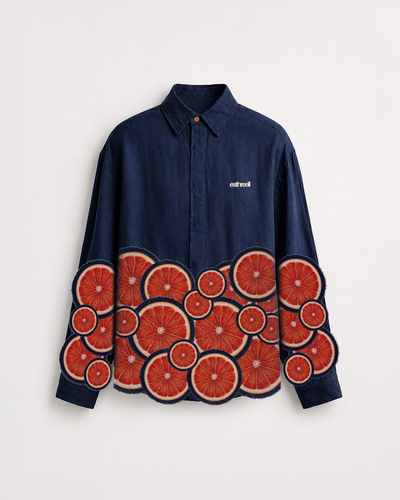 Grapefruit Gasm - Navy | Linen Relaxed Shirt | PREORDER